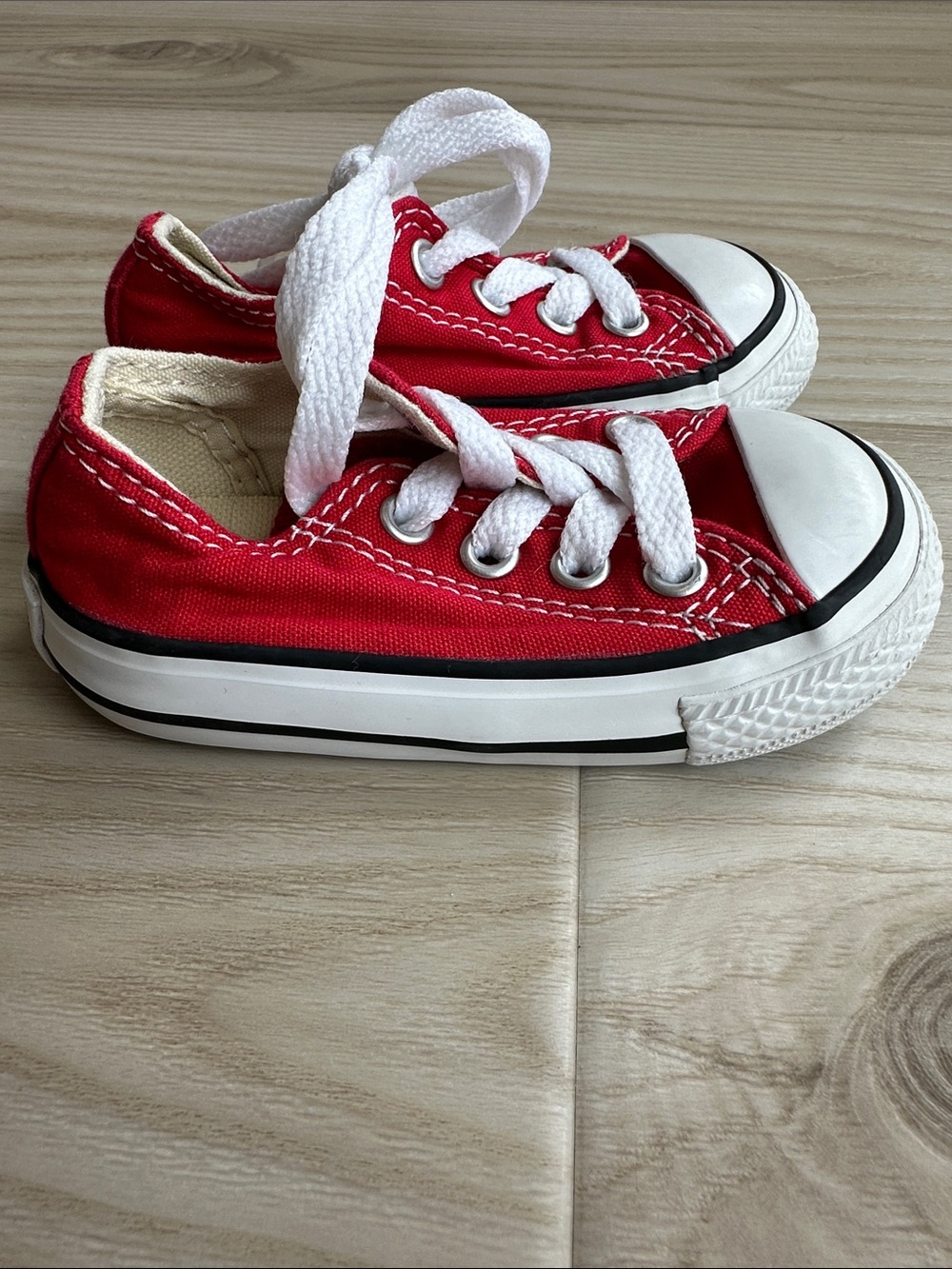 Converse Red Canvas Low-Top Sneakers with White Laces